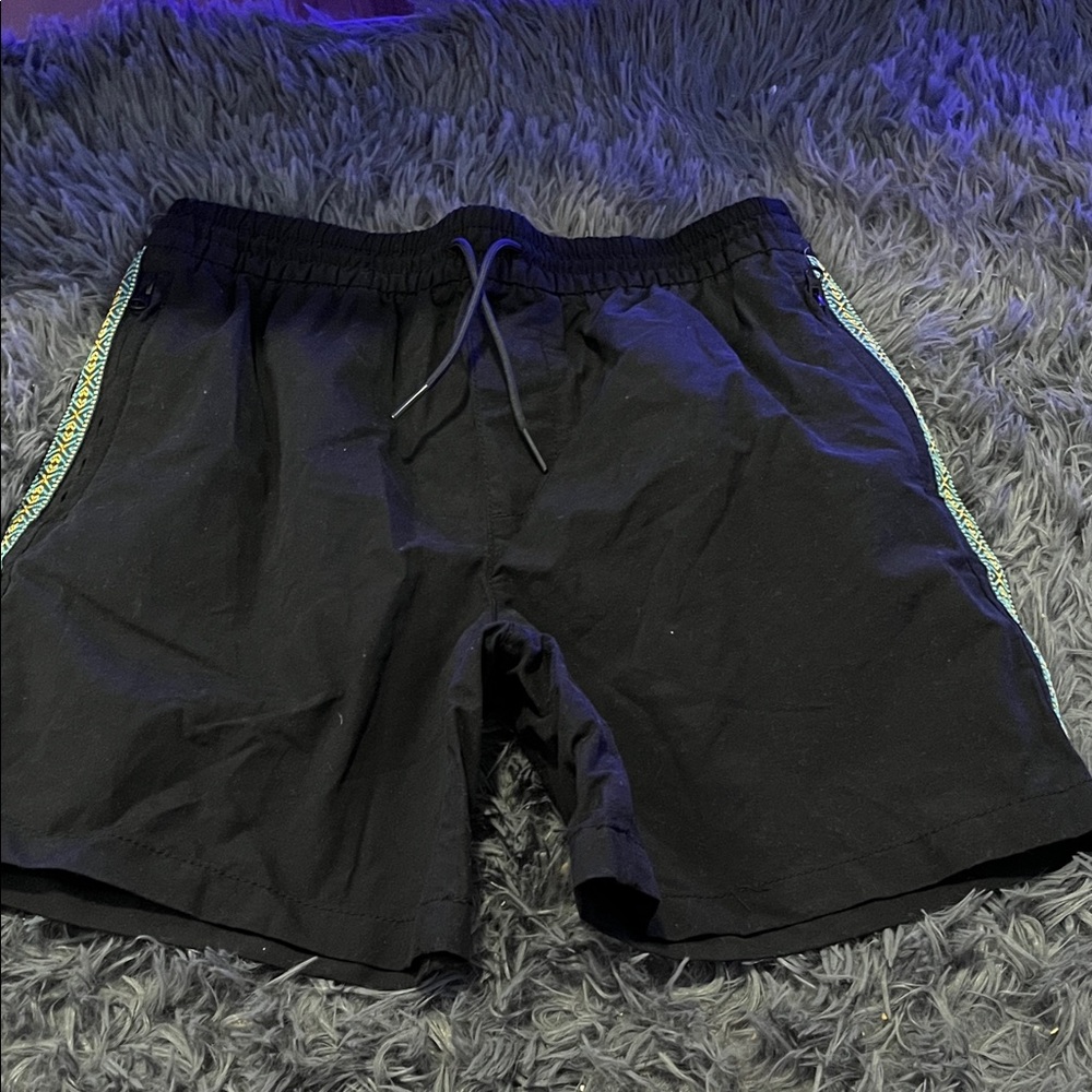 Old Navy Black Athletic Shorts with Green Trim